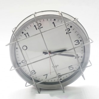 Clock w Metal Grills