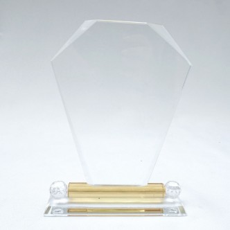 Clean Crystal Plaque Trophy - Yellow Base